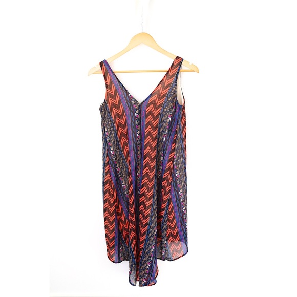 Audrey 3 + 1 high-low Tribal Print Dress - Picture 4 of 7